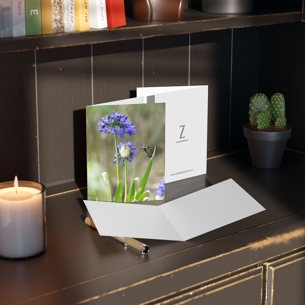 Thumbnail: Greeting Cards Set - Hummingbird and Purple Flowers
