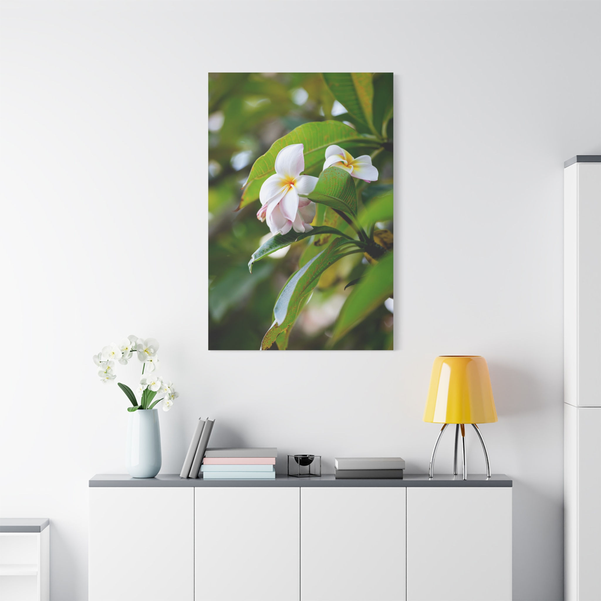 Vertical Canvas Print- White Plumeria