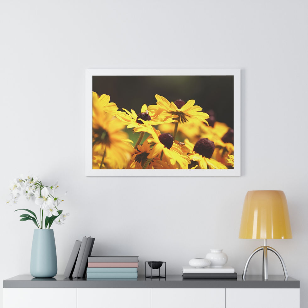 Thumbnail: Framed Horizontal Print- Yellow Flowers & Bees
