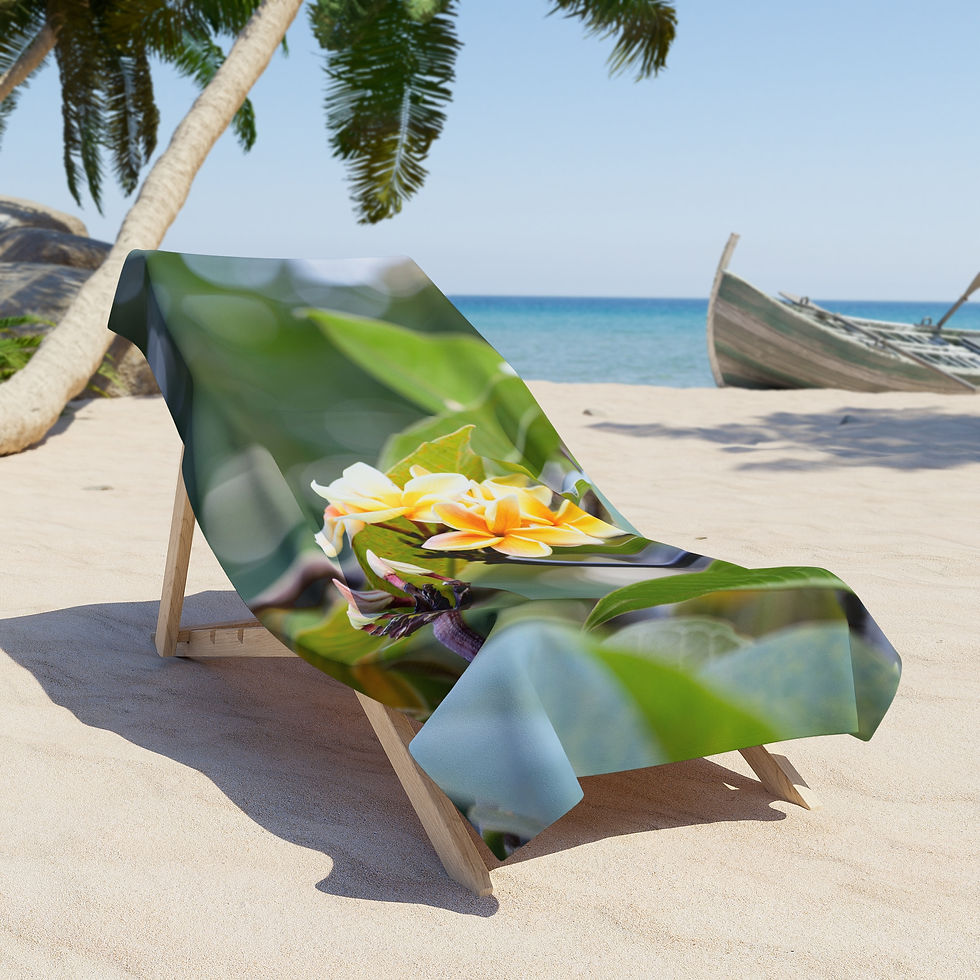 Beach Towel - Yellow Plumeria Flowers