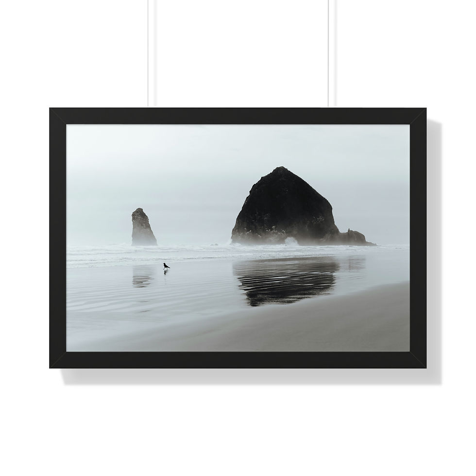 Framed Horizontal Print - Haystack Rock at Cannon Beach