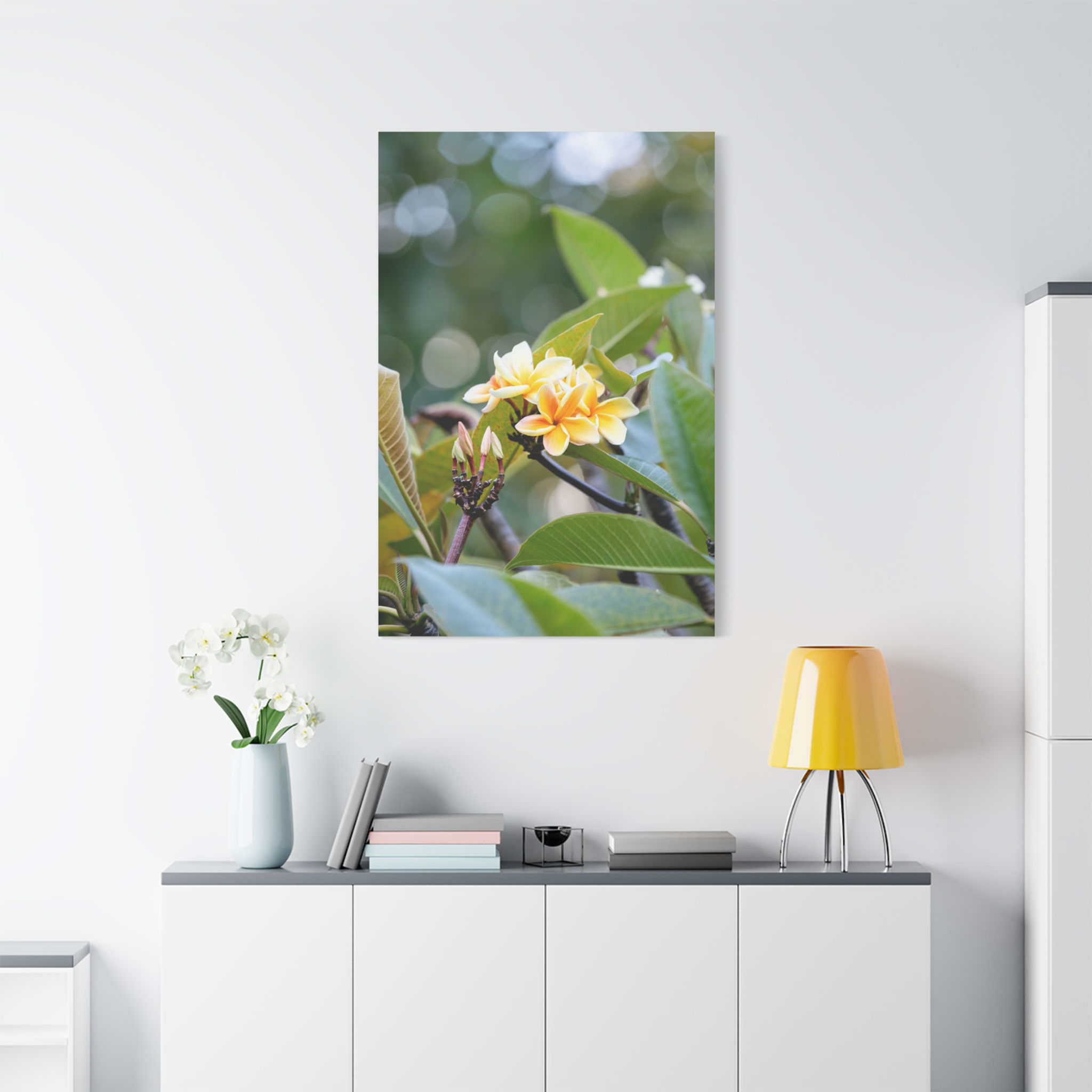 Vertical Canvas Print- Yellow Plumeria