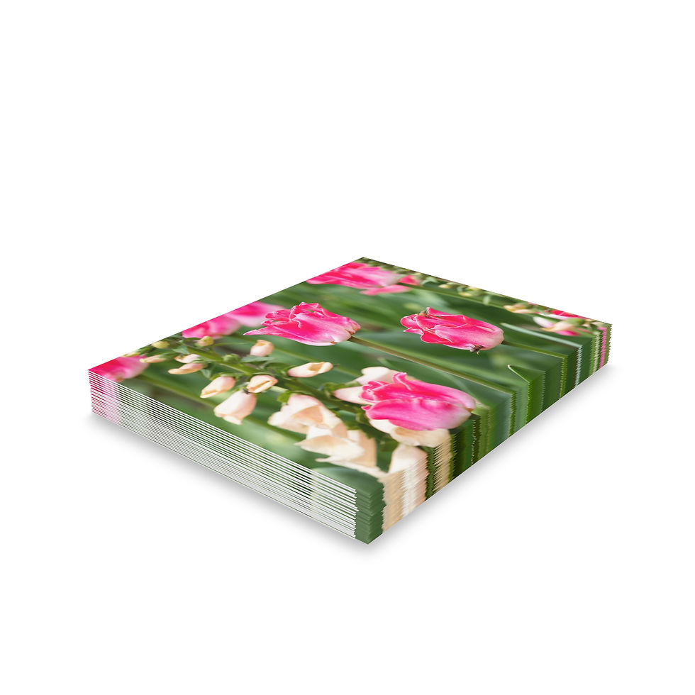 Thumbnail: Greeting Cards Set - Pink Flowers and Bees