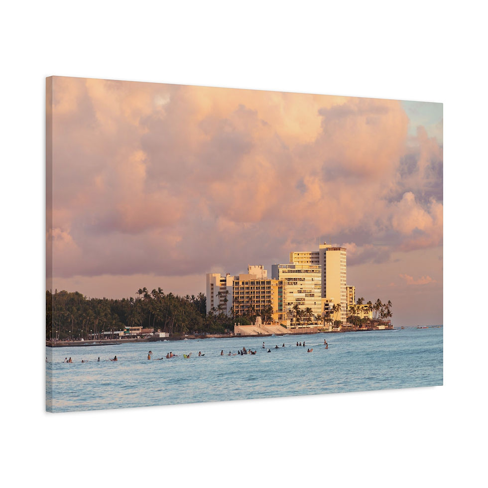 Thumbnail: Horizontal Canvas Print - Surfers at Sunset