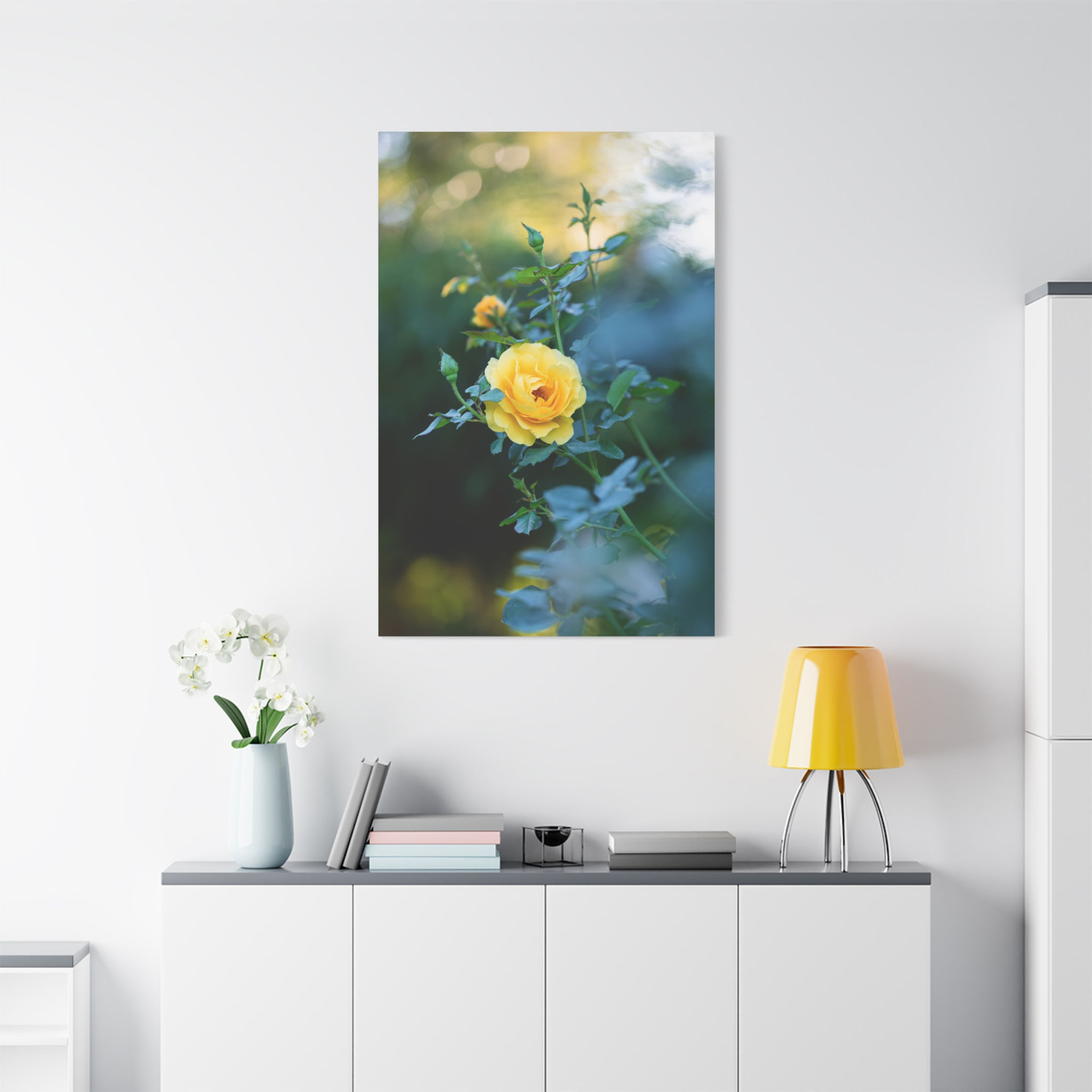 Vertical Canvas Print- Yellow Rose at Sunset