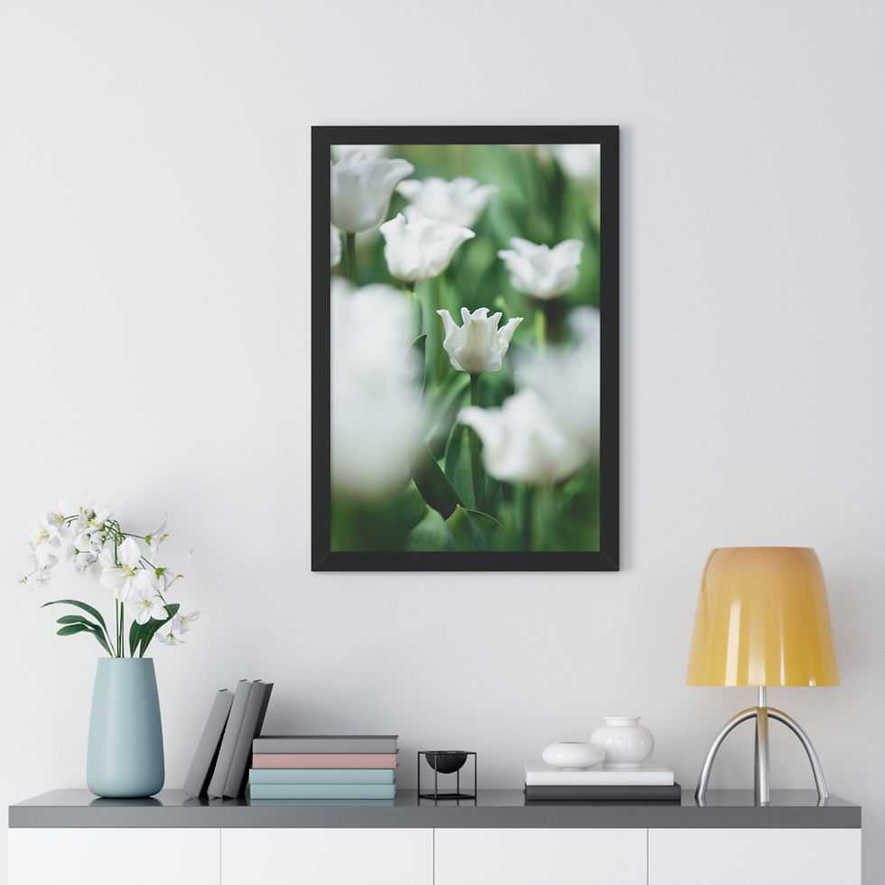 Thumbnail: Framed Vertical Print - White Flowers 