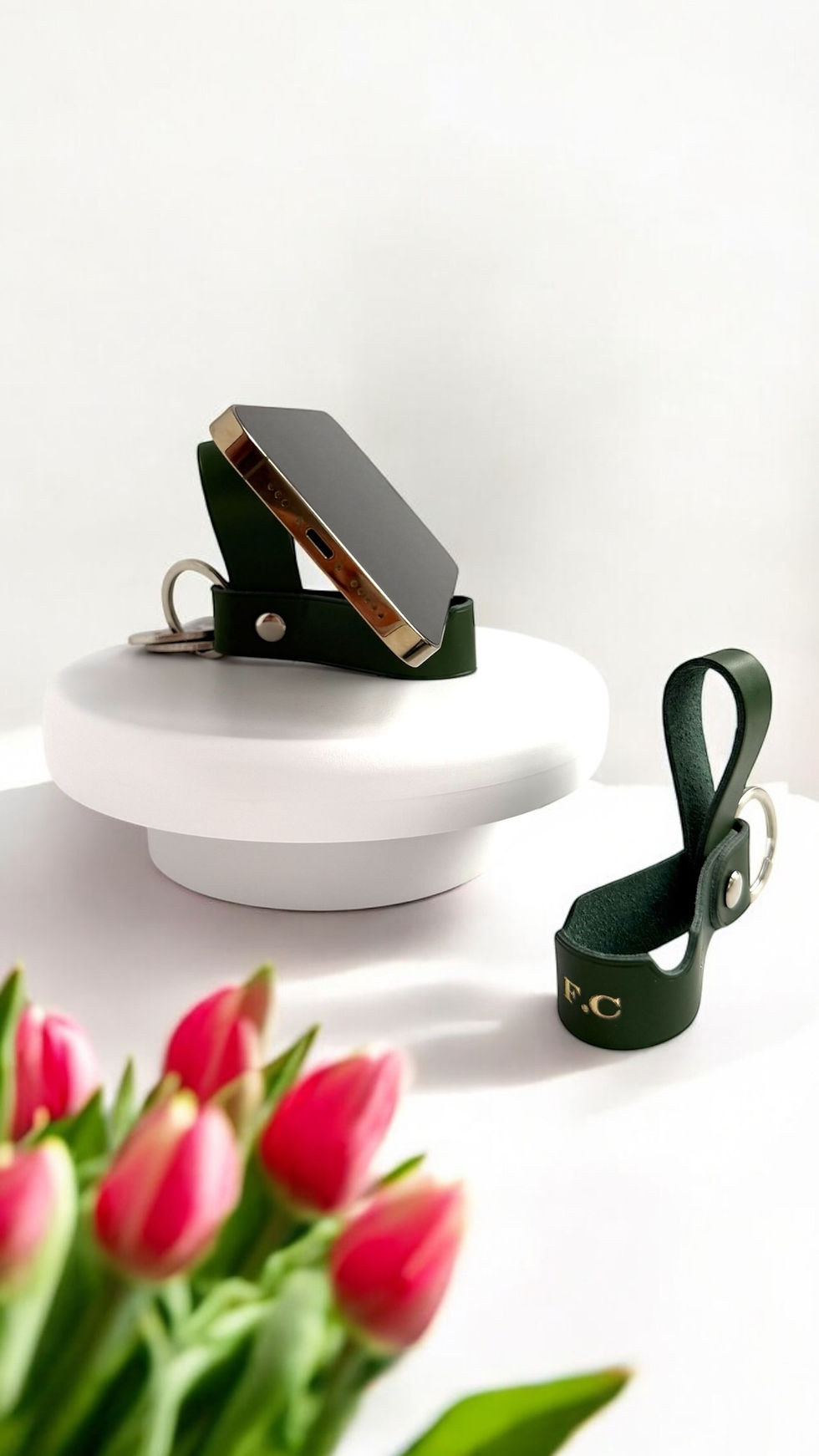 2 in 1 Key Fob and Phone Holder in Forest Green