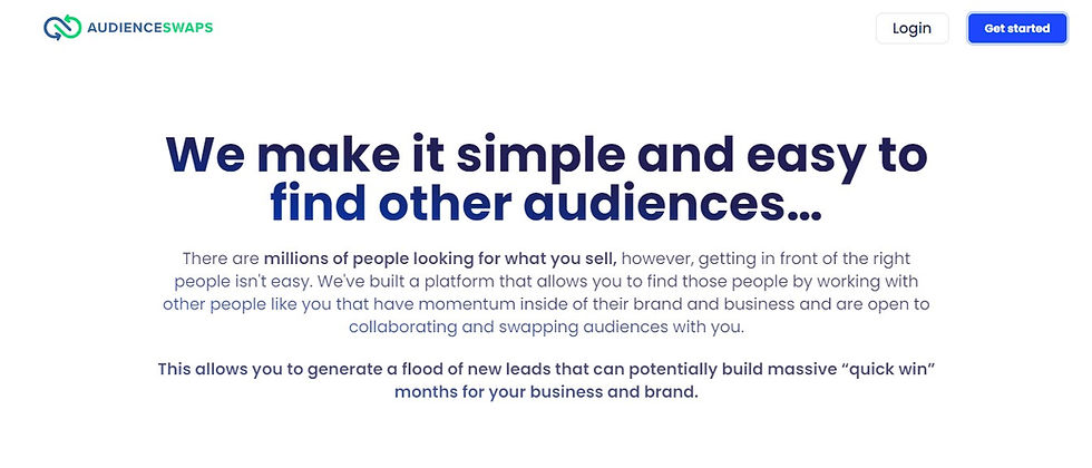 AudienceSwaps Website preview