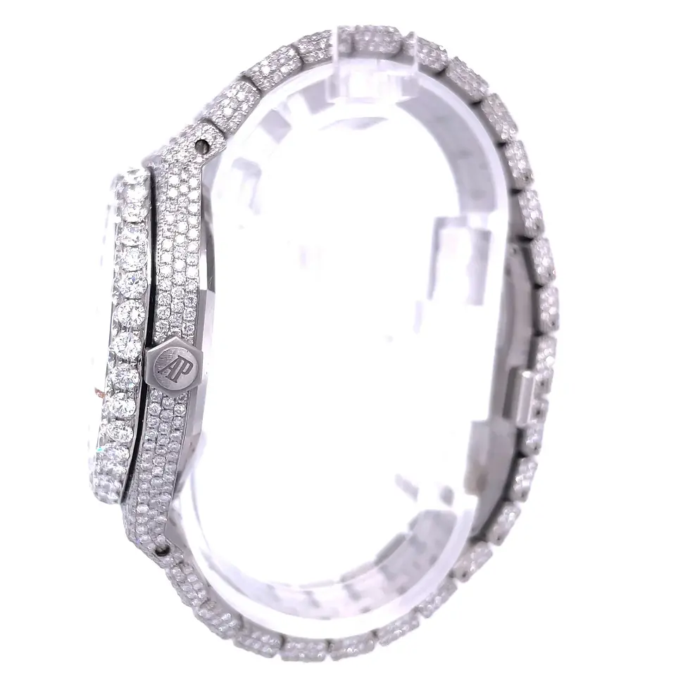 Thumbnail: AP STAINLESS STEEL 41MM MOISSANITE DIAMOND WATCH 25CT