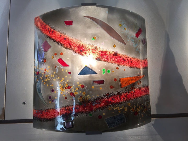Applique murale en verre, fusing, artiste verrier