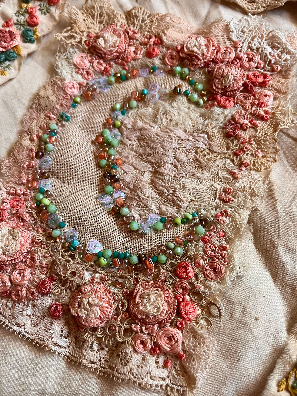 Thumbnail: hand-embroidered and beaded crescent moon 