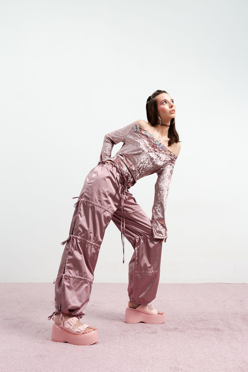 Прев'ю: Сатинові штани Pink Tie Trousers