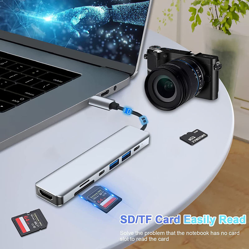 Thumbnail: USB C Hub Splitter to 4K HDMI-Compatible USB 3.0 Type C Adapter SD TF Docking St