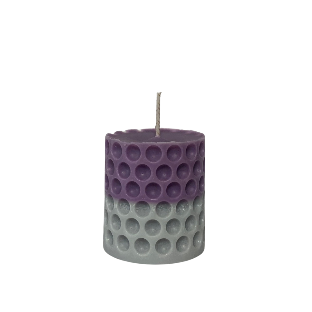 CBD PILLAR CANDLE GREY & PURPLE