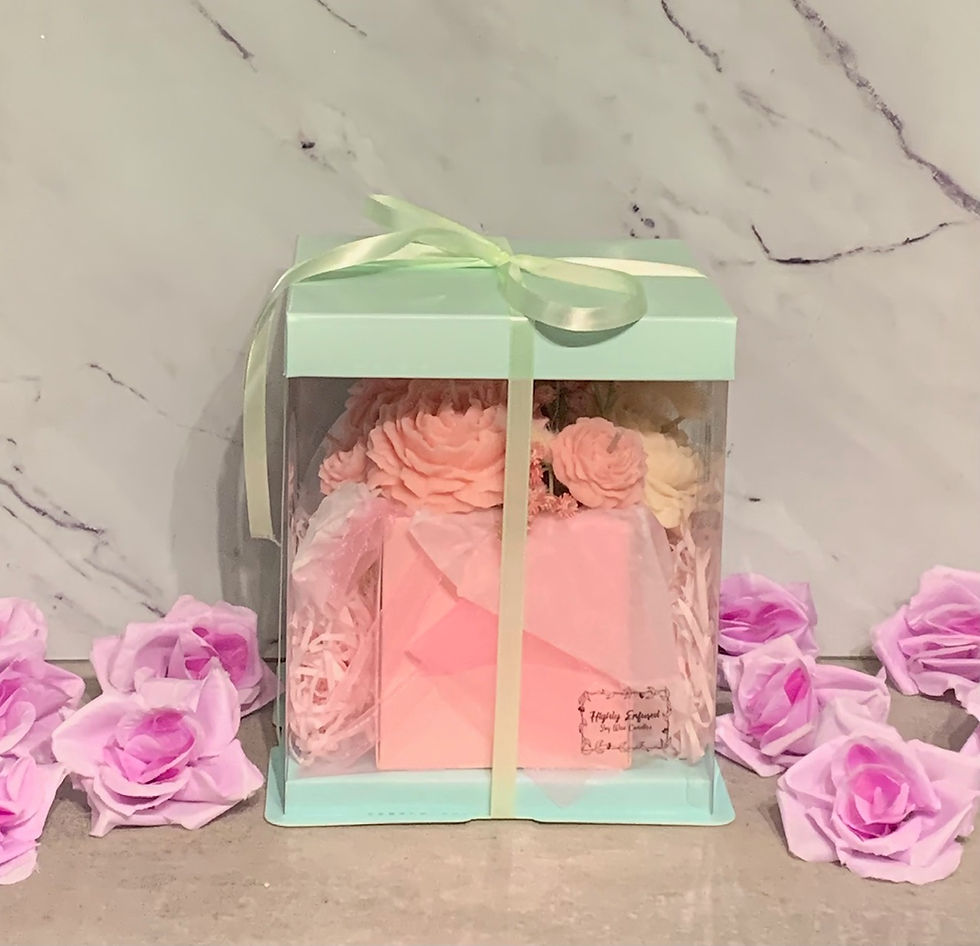 Thumbnail: PINK & WHITE PEONY ROSE CANDLE BOUQUET
