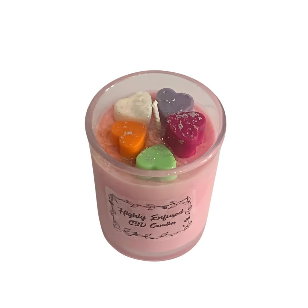 PINK & MULTI HEARTS 9CL CANDLE