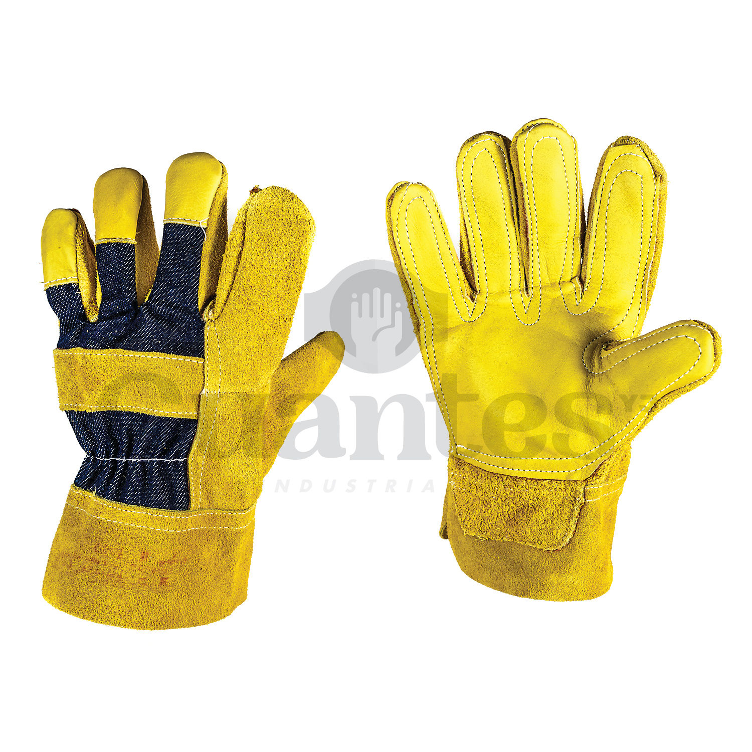 66 – GUANTE PETROLERO EN JEAN REFUERZO 5 DEDOS VAQUETA AMARILLA
