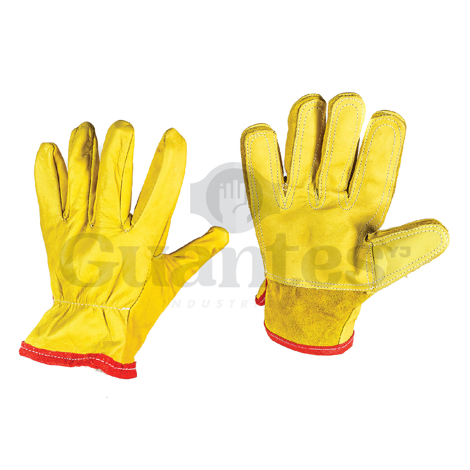 51 – GUANTE MIXTO CARNAZA AMARILLA Y VAQUETA REFUERZO 5 DEDOS VAQUETA