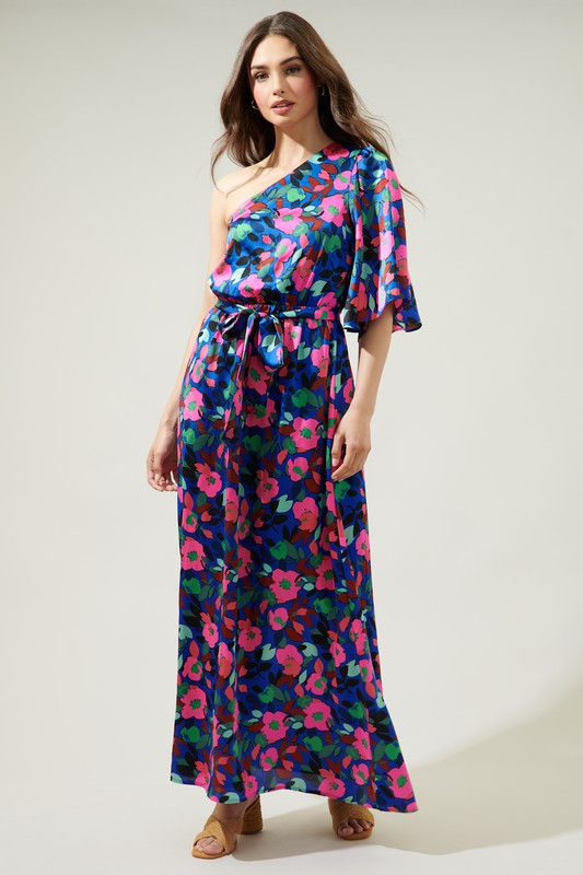 Miniatura: Vivi Berry Meara One Shoulder Satin Maxi Dress