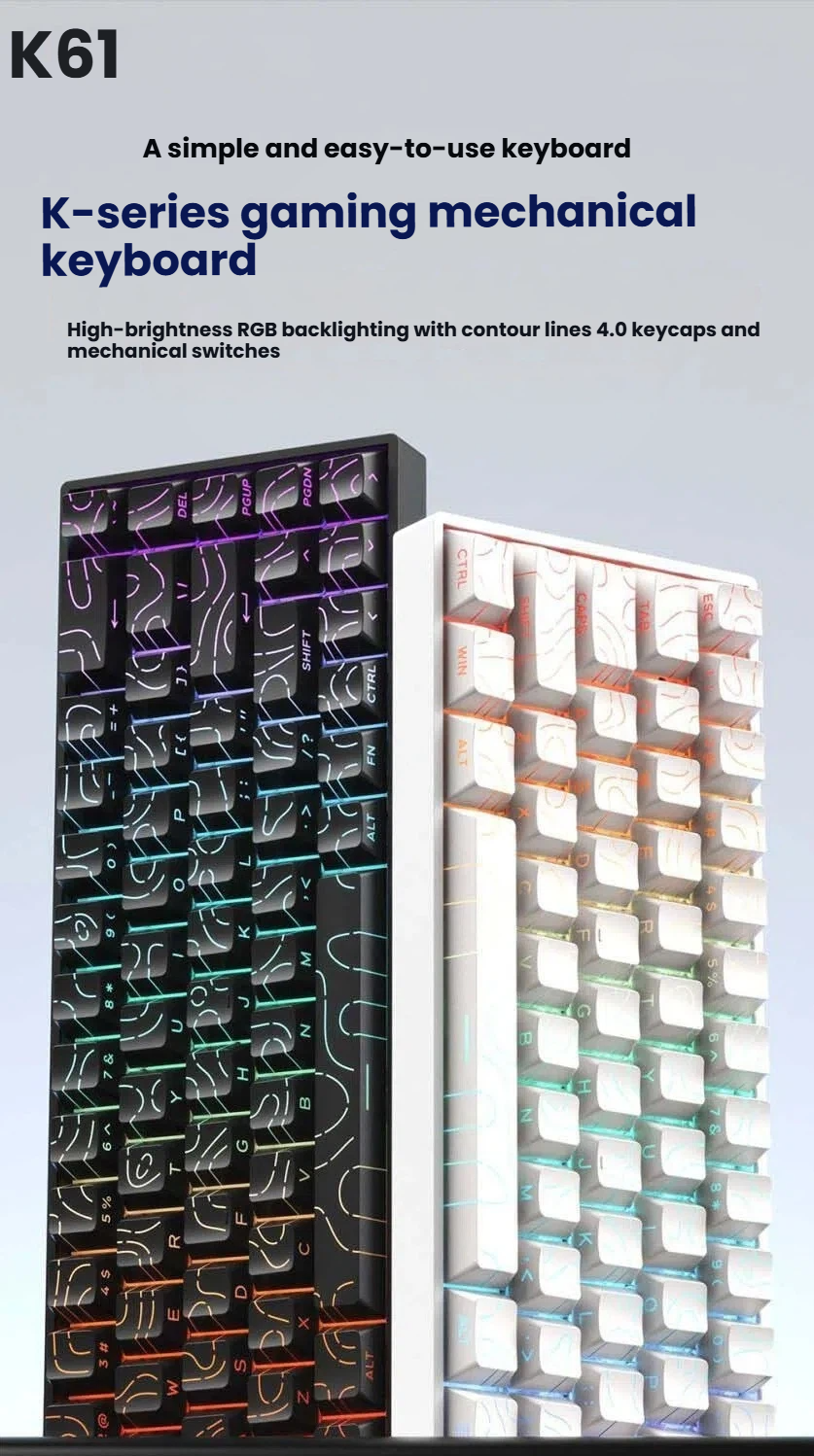Thumbnail: K61 USB Mini Mechanical Gaming Wired Keyboard Hot-Swappable Mechanical Keyboard 