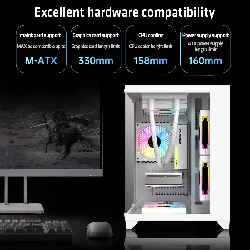 Thumbnail: AOC CG391 PC Case MATX Gaming Desktop Case Supports 240 Water Cooling With 3 Fan