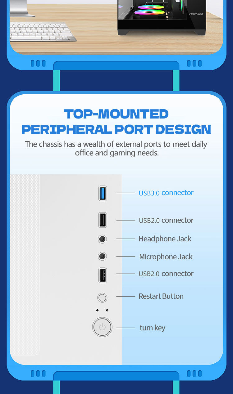 Thumbnail: Power Train  Coloured Glaze PC Case Sea View Room 270°full view without column 