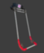 Eye-level view of a pediatric belt cane leaning against a wall