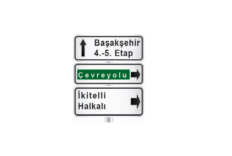 kavşak içi yön levhası alüminyum bükümlü