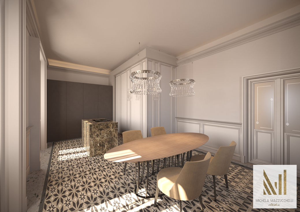 Progetto bozza grafica per proposta pavimenti zona pranzo