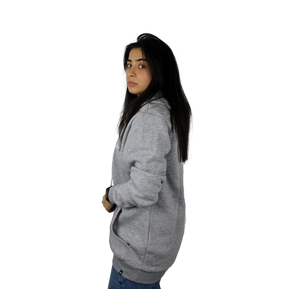 Küçük resim: Trishulak Logo Baskılı Basic Kapüşonlu Gri Kırçıllı Sweatshirt