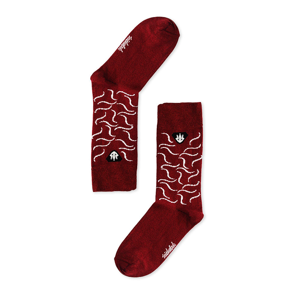 Küçük resim: Trishulak Bordo Spiral Desenli Unisex Çorap
