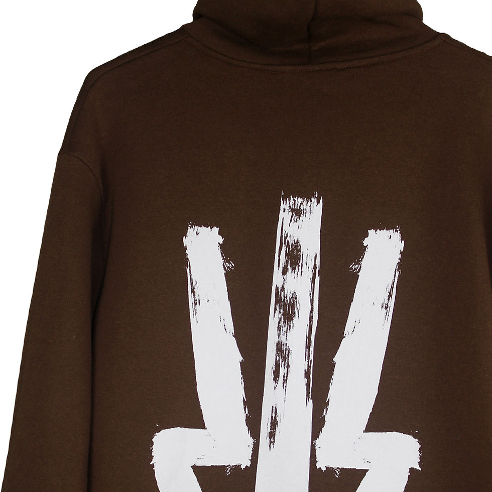 Küçük resim: Trishulak Logo Baskılı Basic Kapüşonlu Kahve Sweatshirt