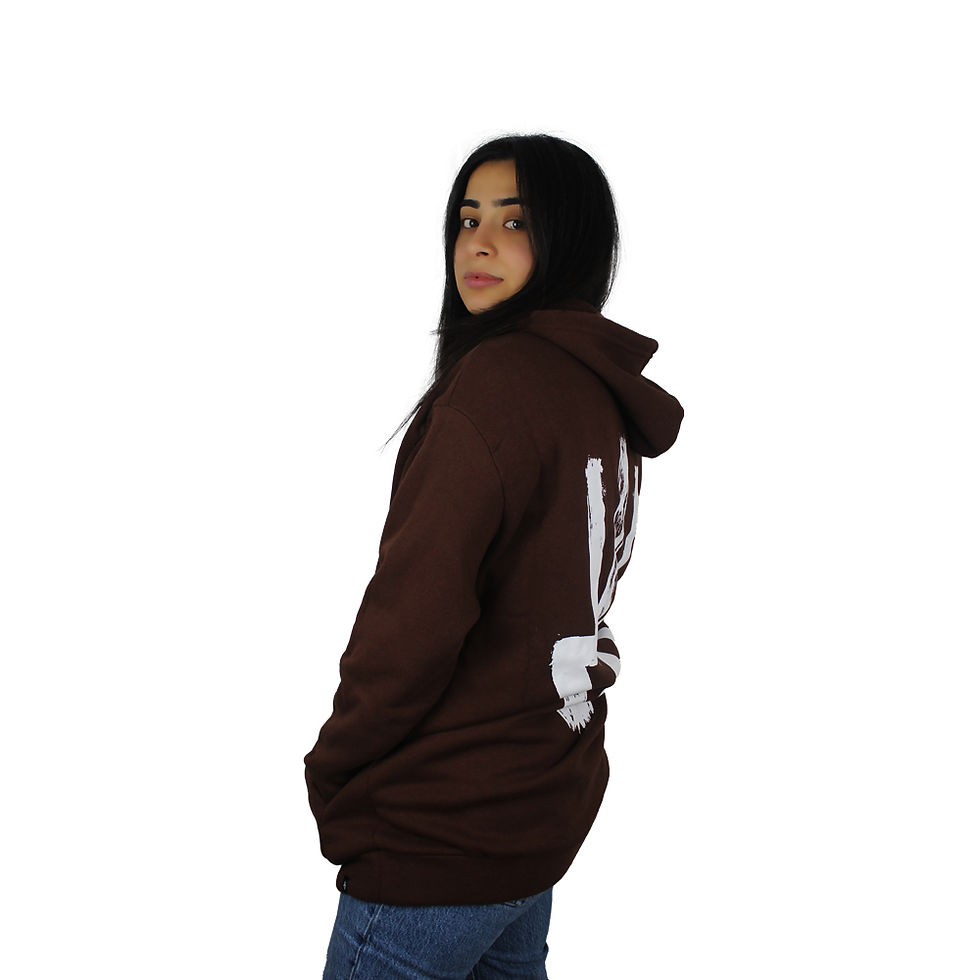 Küçük resim: Trishulak Logo Baskılı Basic Kapüşonlu Kahve Sweatshirt