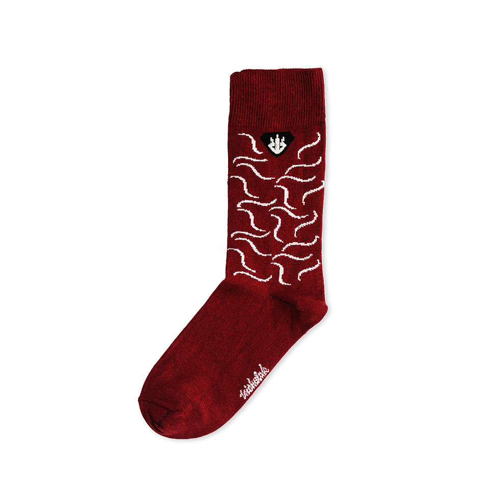 Küçük resim: Trishulak Bordo Spiral Desenli Unisex Çorap