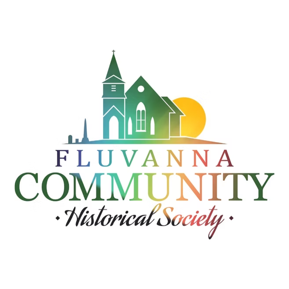 Fluvanna Community Historical Society logo featuring a stylized version of the Meeting House with steeple, a rising sun, and a faint hue of different color oranges from the sun through the text reading “Fluvanna Community Historical Society,” customized for Give Big CHQ on June 11, 2026.