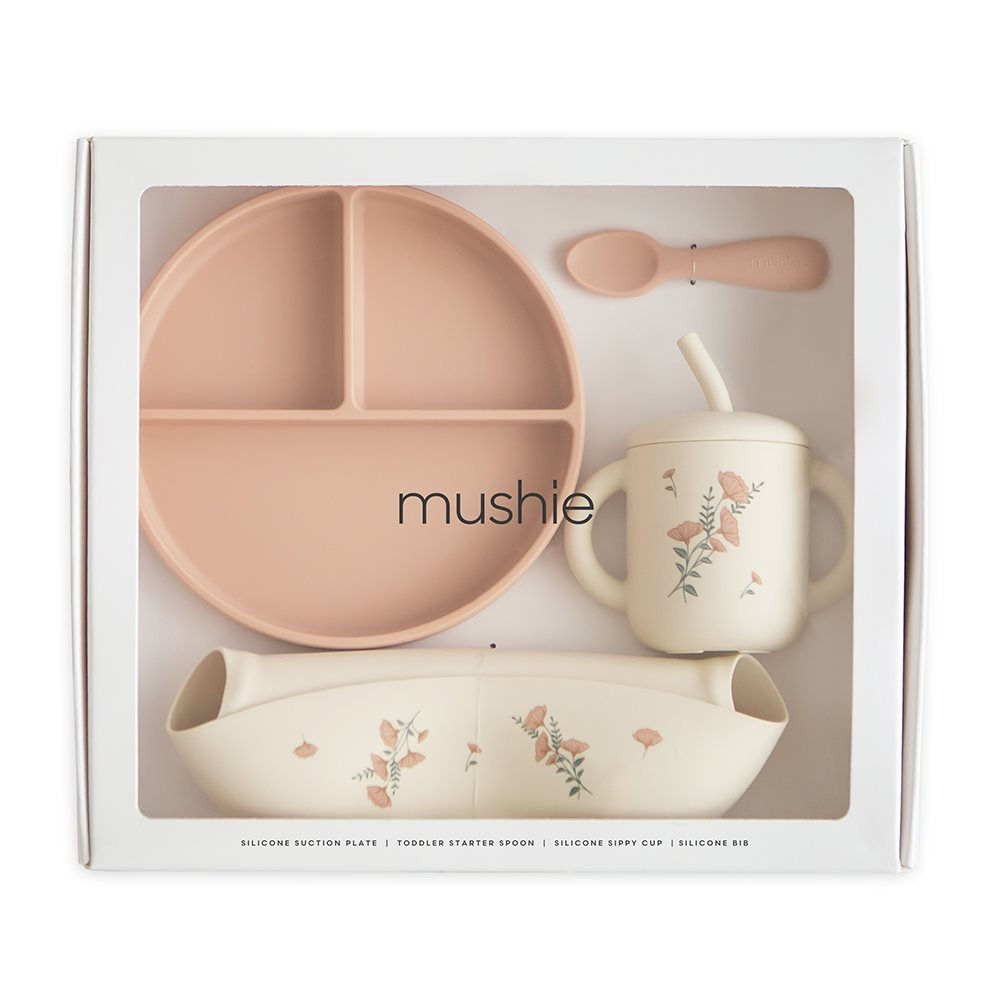 Silicone Feeding Toddler Set - Pink Flowers