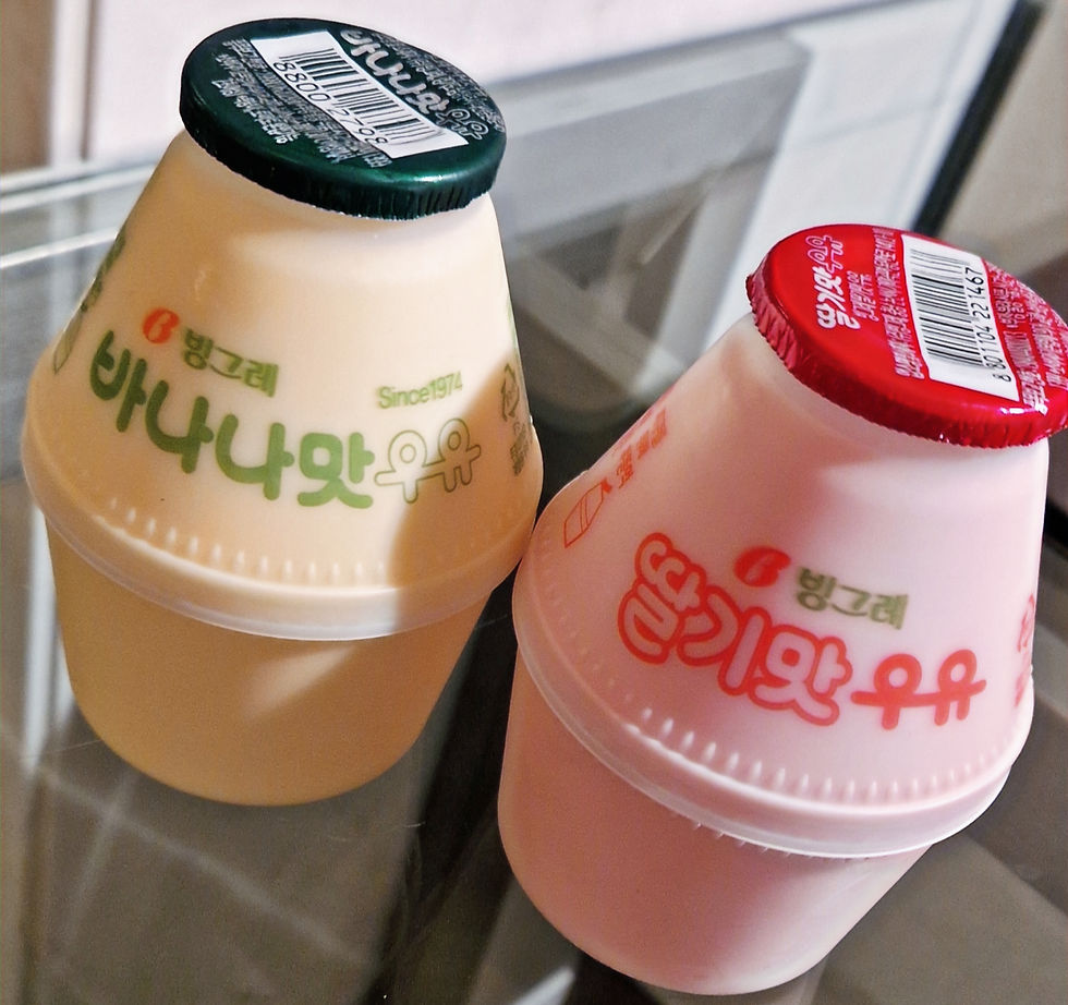 Banana milk and strawberry milk