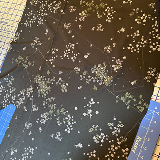 traced pattern on floral fabric