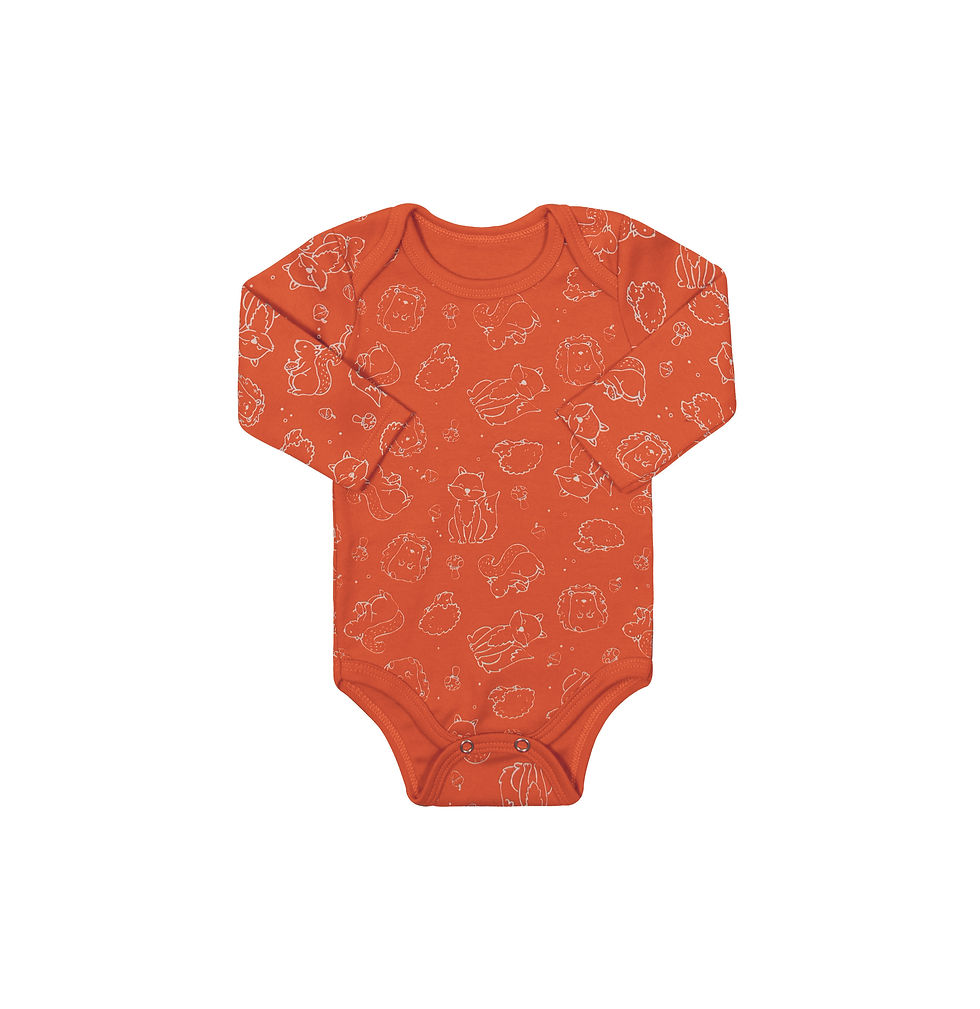 Body manga longa laranja animais silvestres