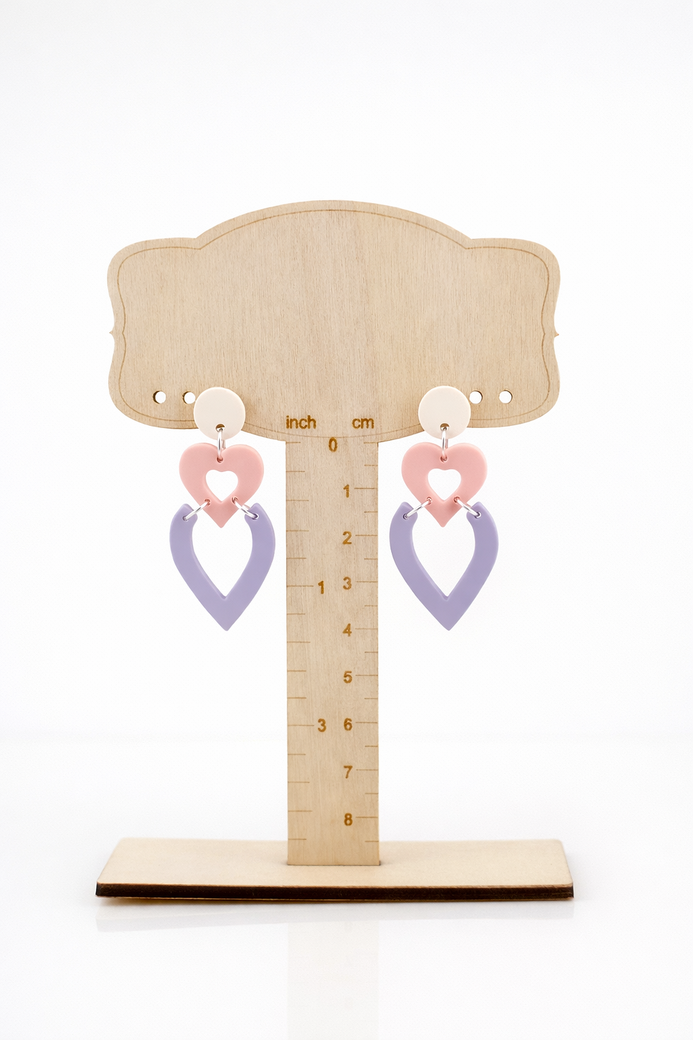 Thumbnail: Pink & Lavender Heart Dangle Earrings