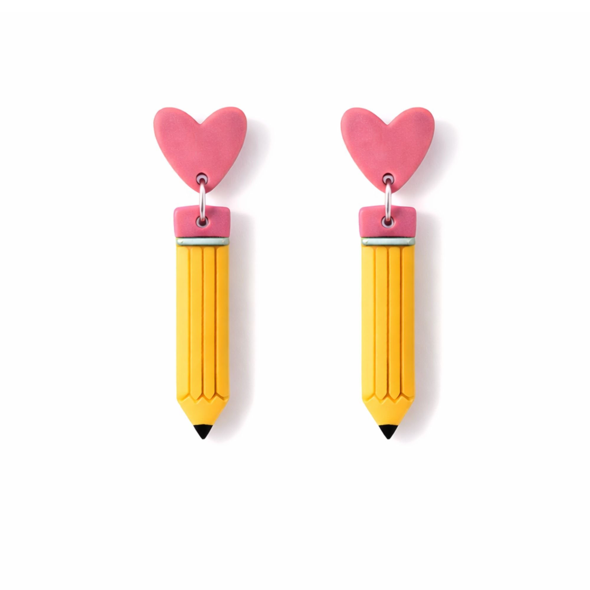 Heart & Pencil Dangle Earrings – Fun Back to School Jewelry