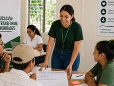 Estudiantes de la Universidad Metropolitana de Honduras participan en una actividad académica relacionada con desarrollo social y proyectos comunitarios.