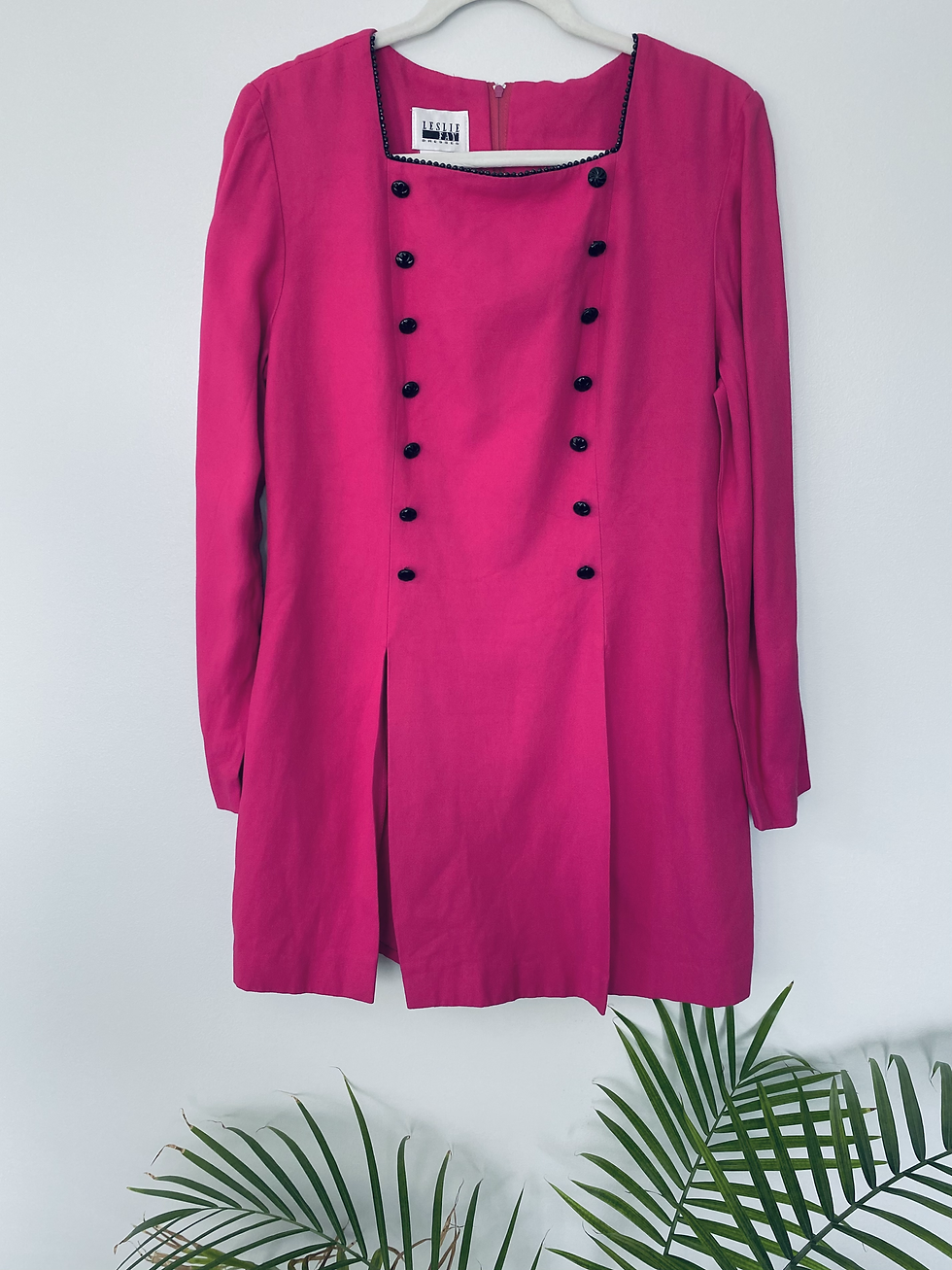 Vintage Reworked Mini Dress: split pleat, fuchsia