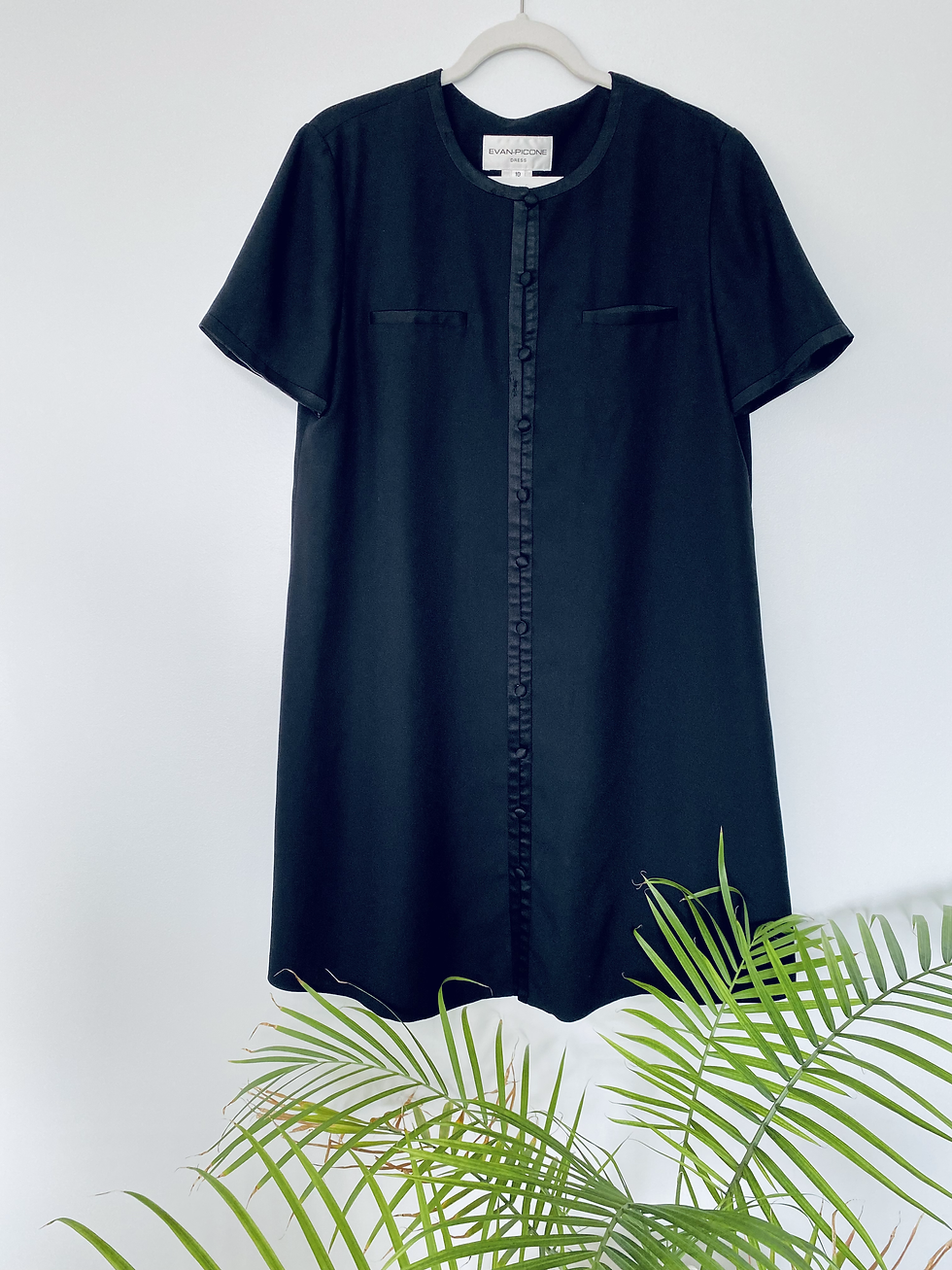 Vintage 90s Satan Trimmed Dress: Black Shift