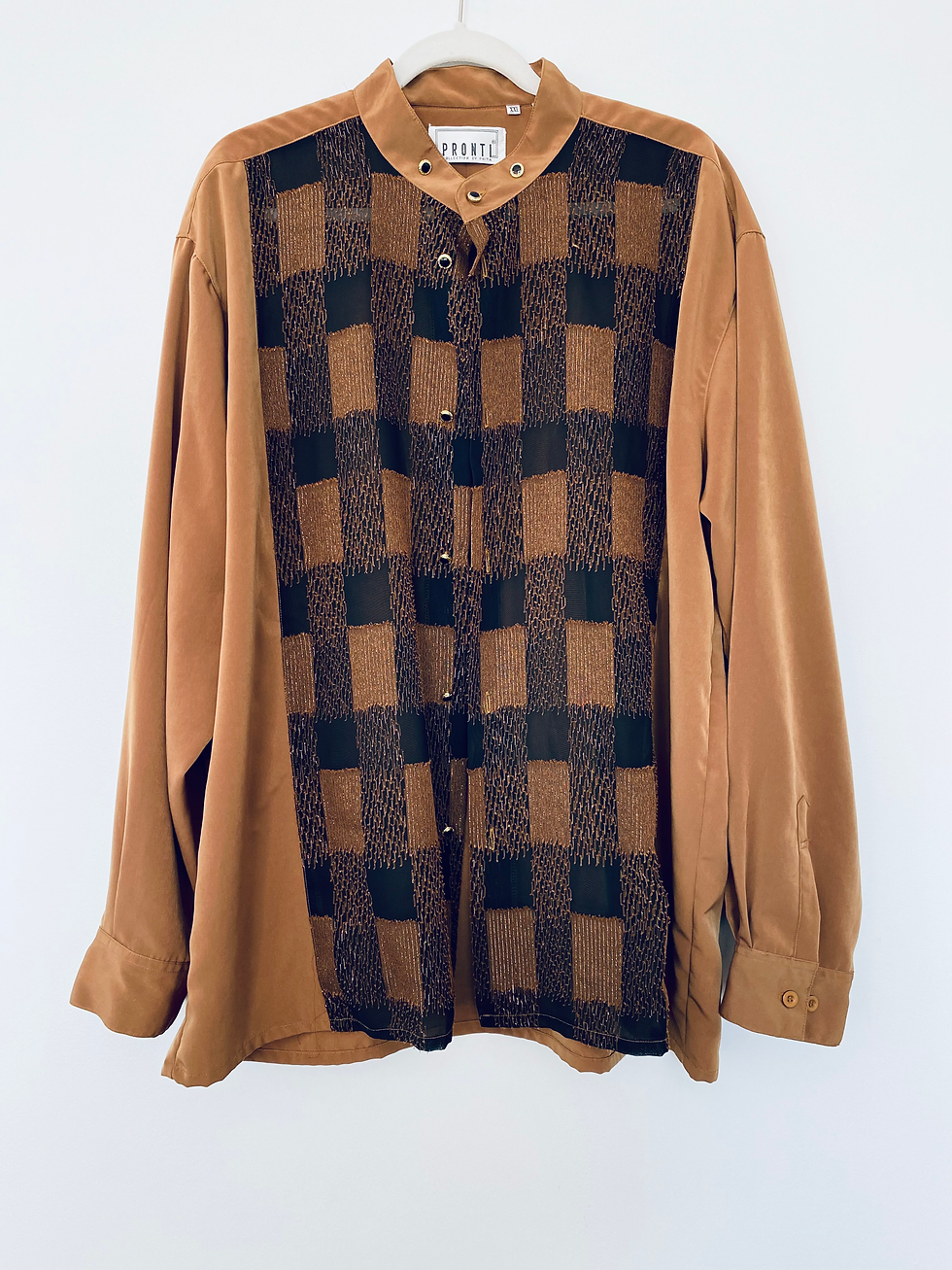 Vintage, Black and Carmel Check Button Down