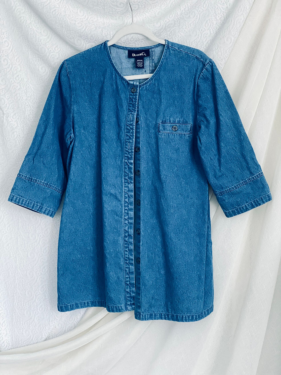 Vintage 3/4 Sleeve Denim Button Down