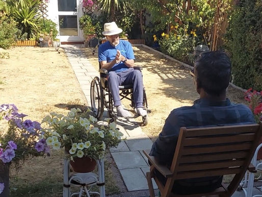 Elderly person and caret