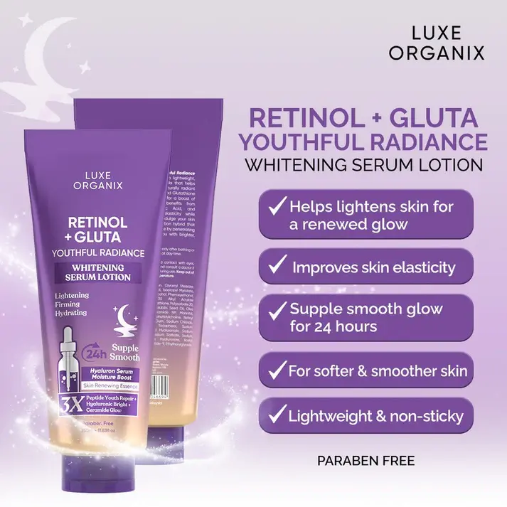 Thumbnail: Luxe Organix Retinol + Gluta Youthful Radiance Whitening Serum Lotion 350ml