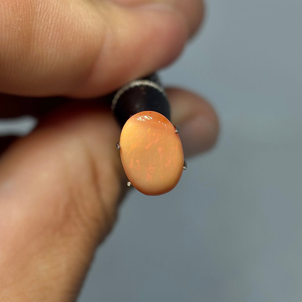 Thumbnail: Polished Mexican Fire Orange Streaked Opal Stone