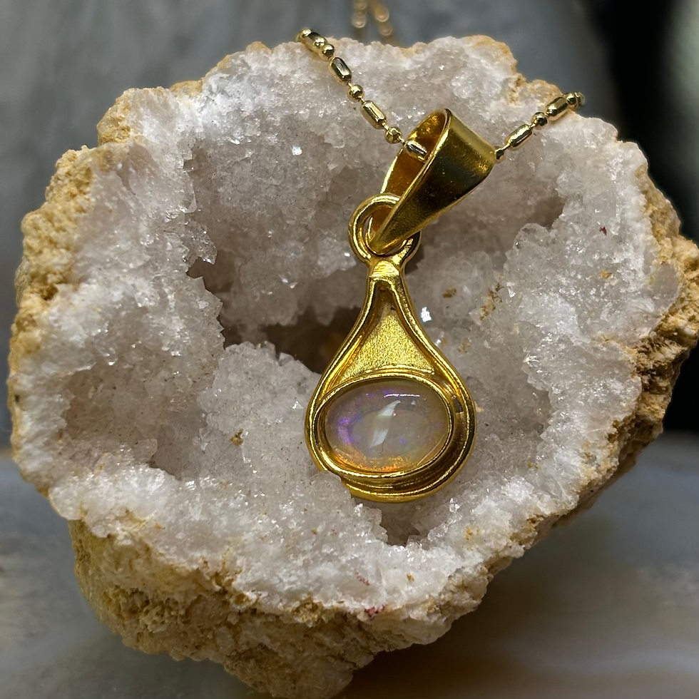 Thumbnail: Gold Welo Ethiopian Color Burst Opal Necklace